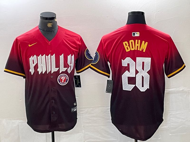 Men Philadelphia Phillies #28 Bohm Red City Edition Nike 2024 MLB Jersey style 2